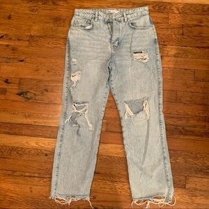 Zara ripped straight leg jeans
